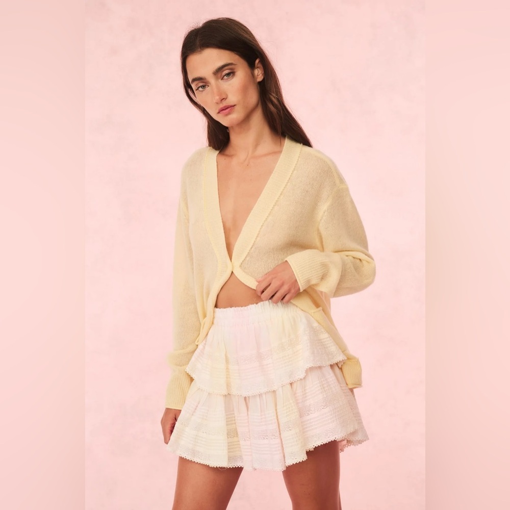 LoveShackFancy Ruffle Mini Tie-Dye Skirt in Lemonade Kisses